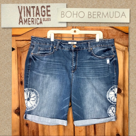 vintage america blues boho bermuda shorts